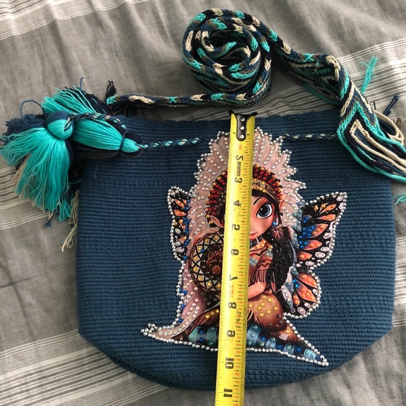 SOLD OUT/ WAYUU BAG/ Mochila Wayuu/ Petrol Blue/ Size L - Picture 3 of 7
